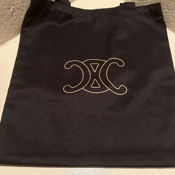 Celine Black Canvas Tote Bag Gold Logo Reusable Shopper NEW - Picture 1 of 8